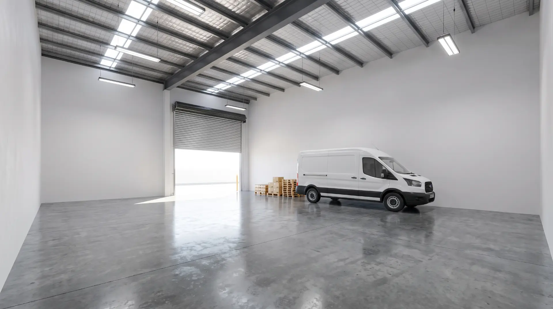 High-clearance warehouse interior